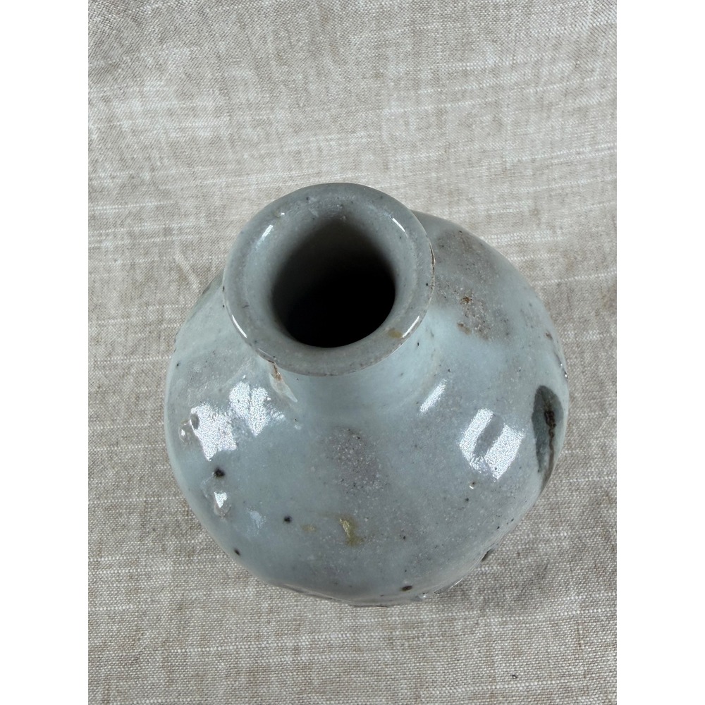 Vintage Studio Pottery Vase Hand Painted Leaf Design Blue Gray Ceramic Bud Vase - Picture 5 of 8